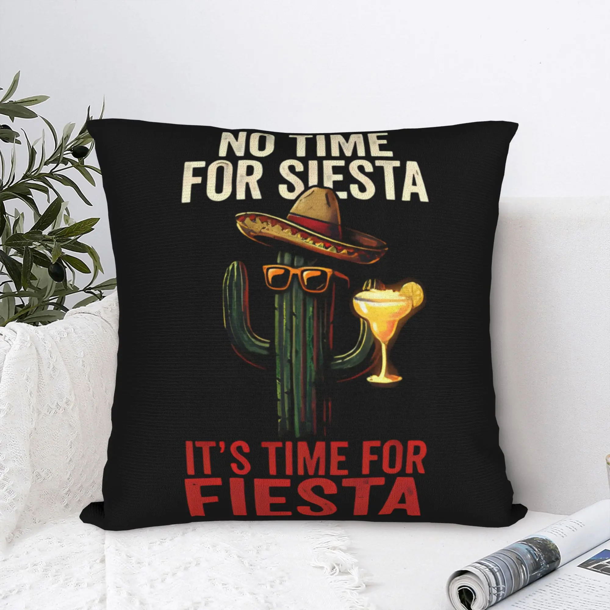 Pillow Case Let's FIESTA Party Printed Print Mexican Amigo Cinco De Mayo Sombrero Pillow Cover For Bed Chair Morden Pillowcases