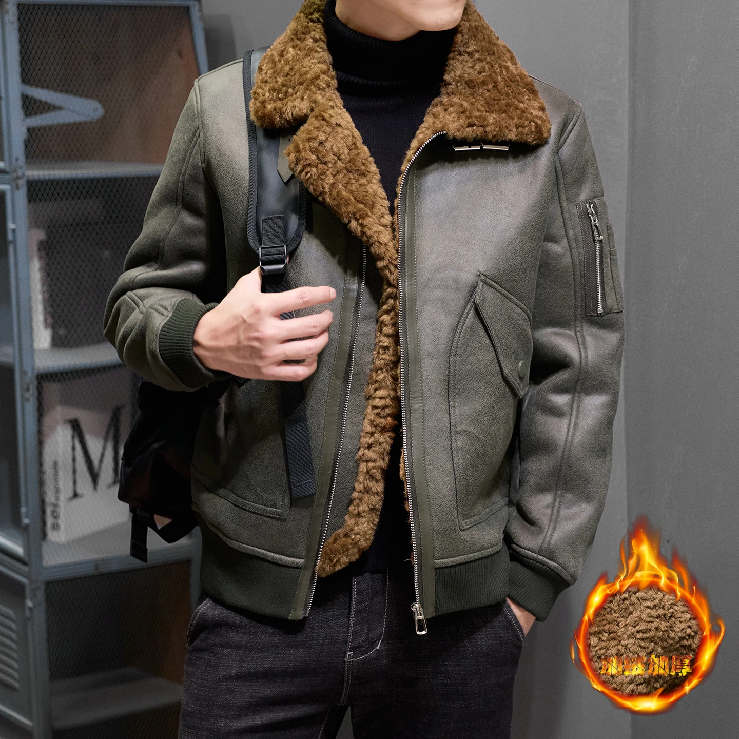 

Цельное зимнее пальто из высококачественного меха для мужчин, модная овечка, натуральный фигурный мех, утолщенный флисовый чехол.