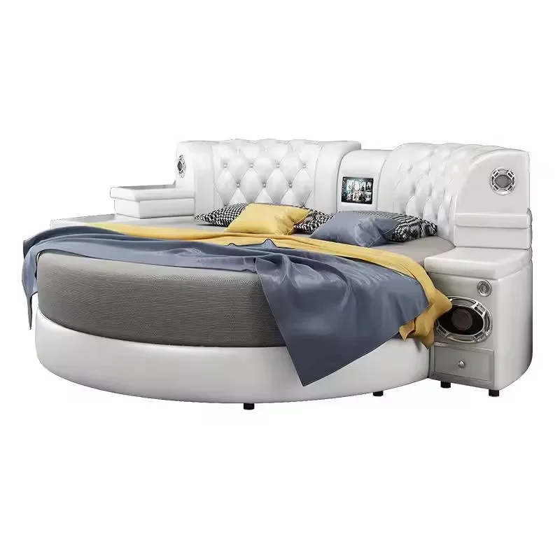 25/5000 Smart Bed & Audio Simple Modern double set bed Bedroom Furniture Smart round bed