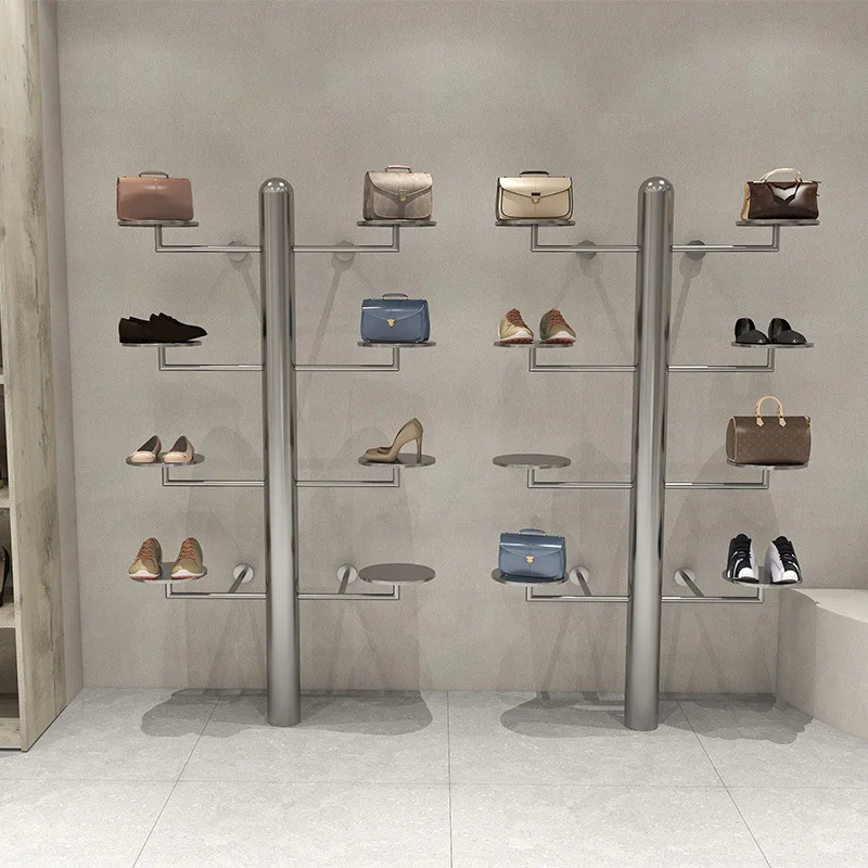 Shoe store shoe rack display rack stainless steel floor-to-ceiling shoe bag shelf display rack