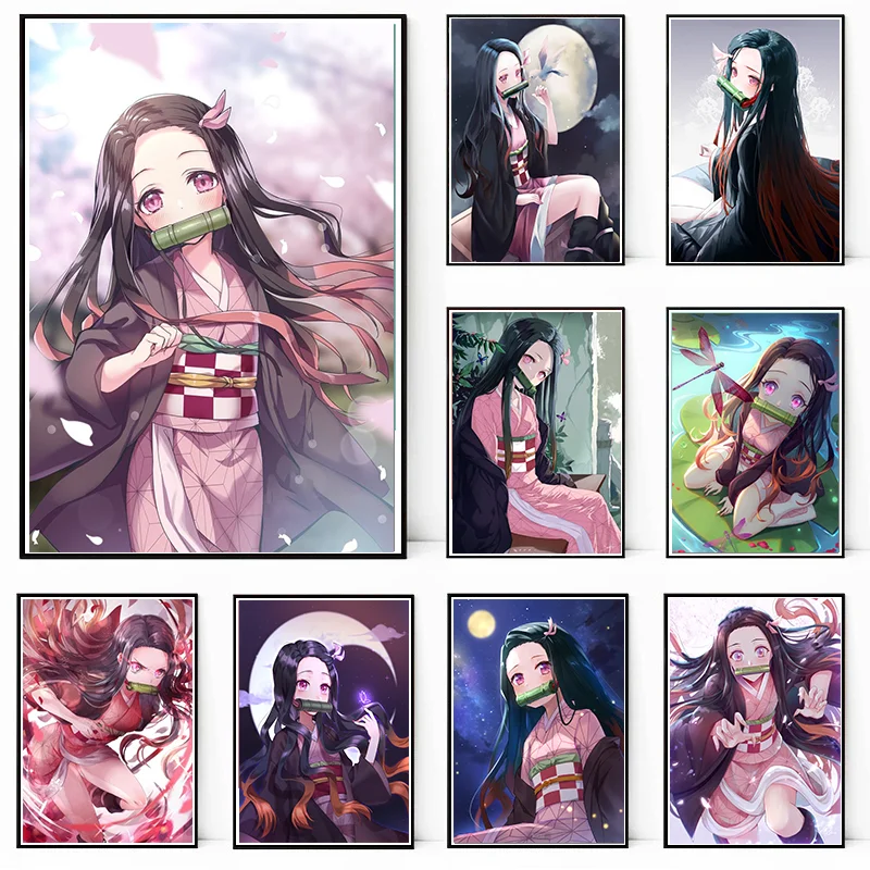 The Cutest Kamado Nezuko Demon Slayer Poster Canvas Painting HD Print Wall Art Picture for Living Room Otaku Hoom Decor Gift