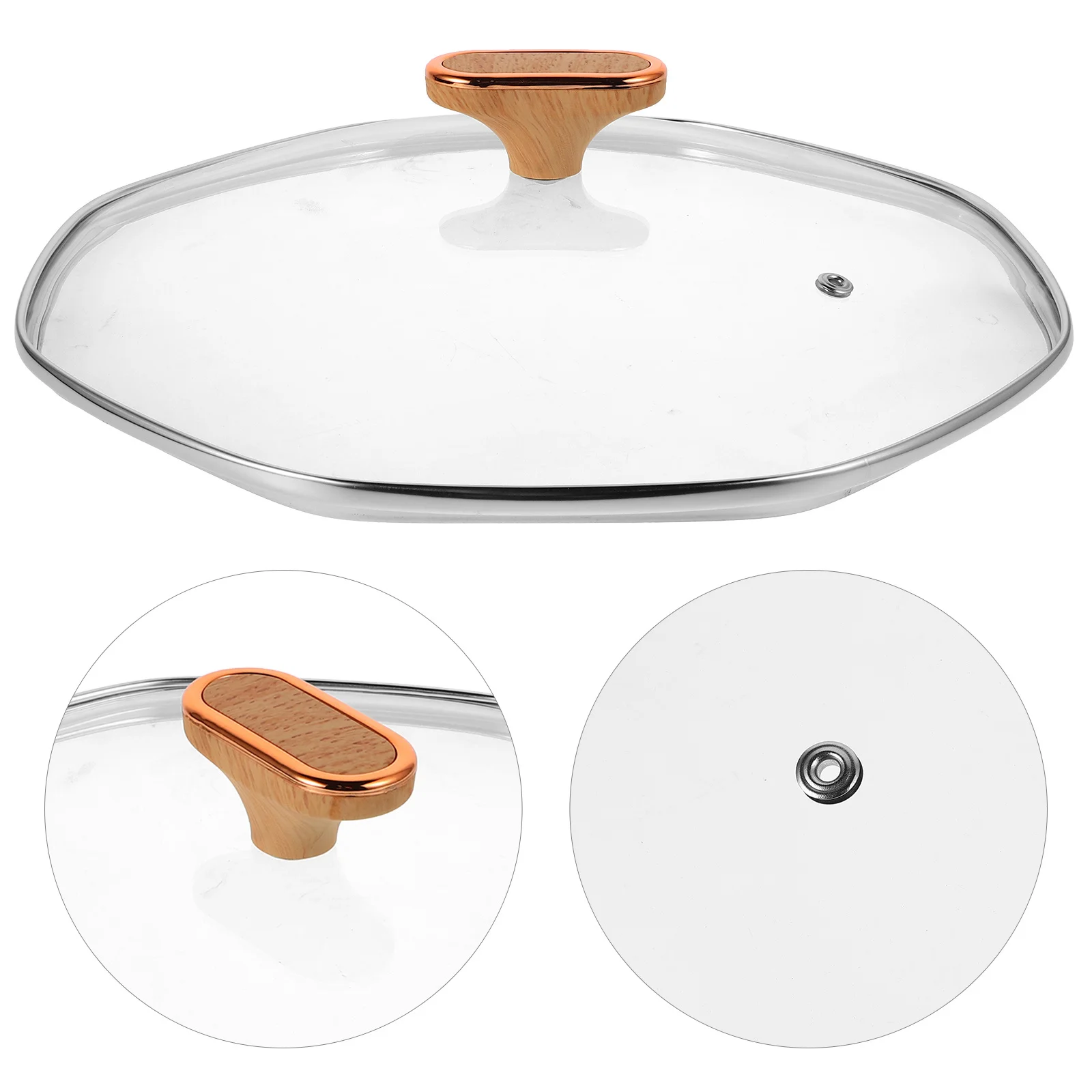 

Tempered Glass Lid 32cm Nonstick Frying Pan Wok Cover Universal Fit High Temp Resistant Easy Clean for Cookware Pots Skillets