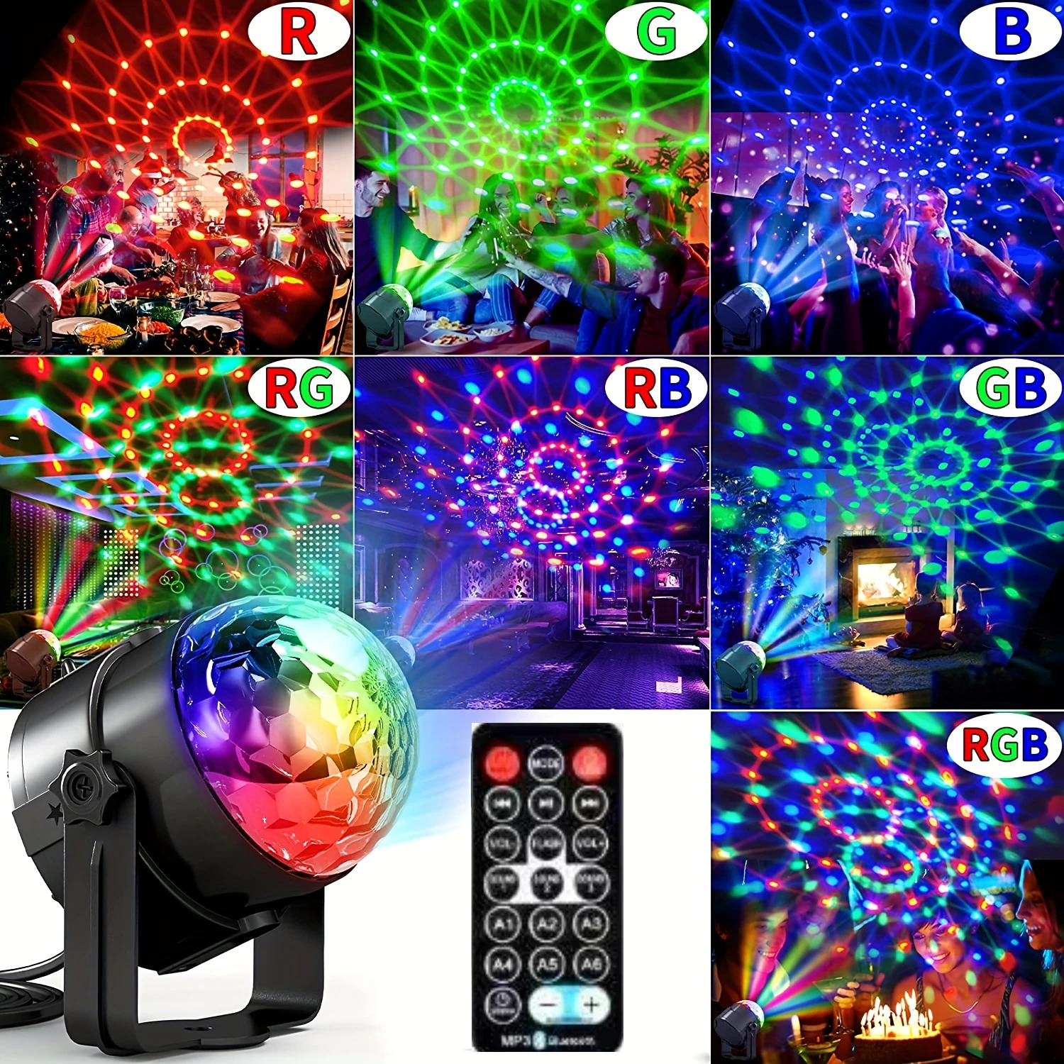 

1Pc Disco Ball DJ Party Lights,Sound Activated RGB Rotating Stage Strobe Lamp For Home Room Birthday Decor Wedding Dance Parties