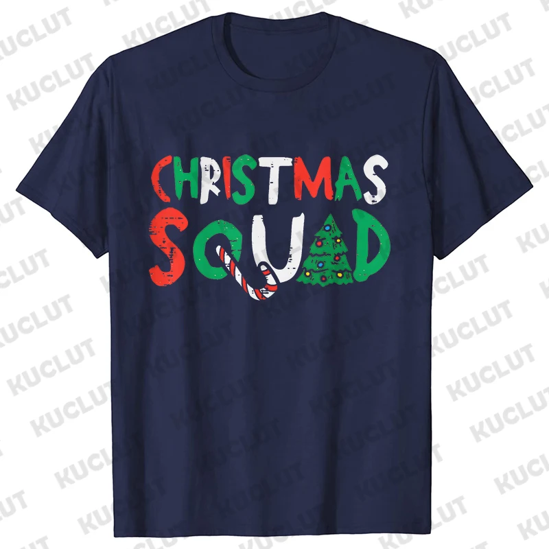 Funny Christmas Squad Party Men T-Shirt Friends Family Group Matching Christmas Tree Graphic Y2k Tops Male Oversized Tees image 2