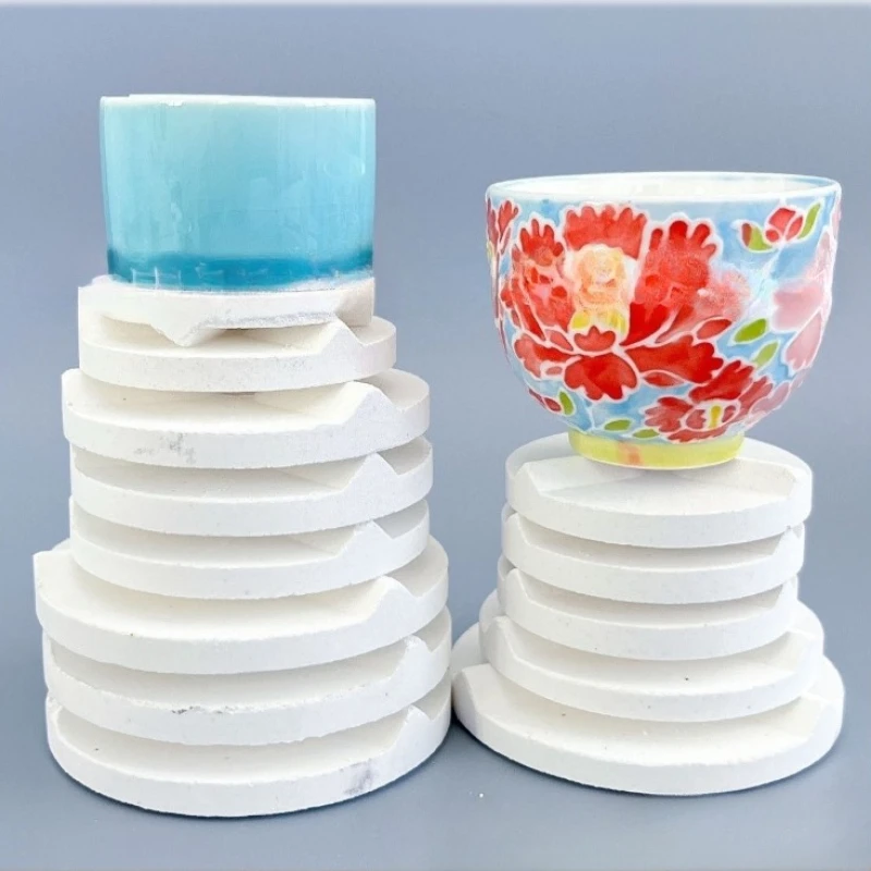 Ceramic Firing Gasket Triangular Alumina Cake Anti-flow Glaze Sticky Plate Round Base with High Temperature Resistance