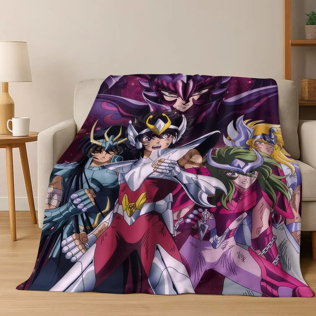 3D Cartoon S-Saint S-Seiya Gold Saint Flannel Blanket Soft Throw Art For Wall Home Decor Bedroom Sofa Naps Picnic Gift Present