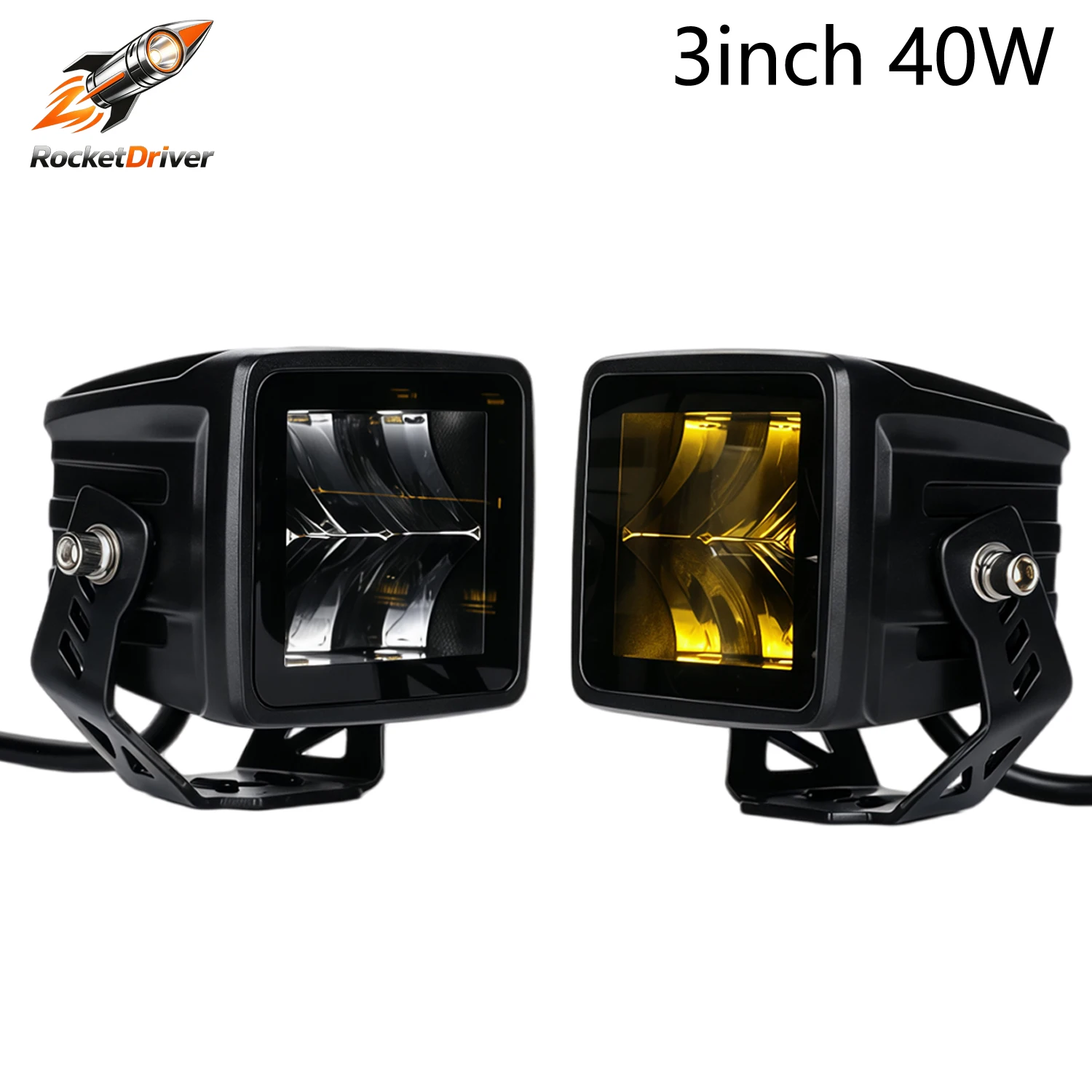 3 Inch 40W LED Work Light Black Bezel White Beam Offroad Driving Lamp SAE Fog Pattern Light 12V 24V for 4x4 Truck SUV ATV