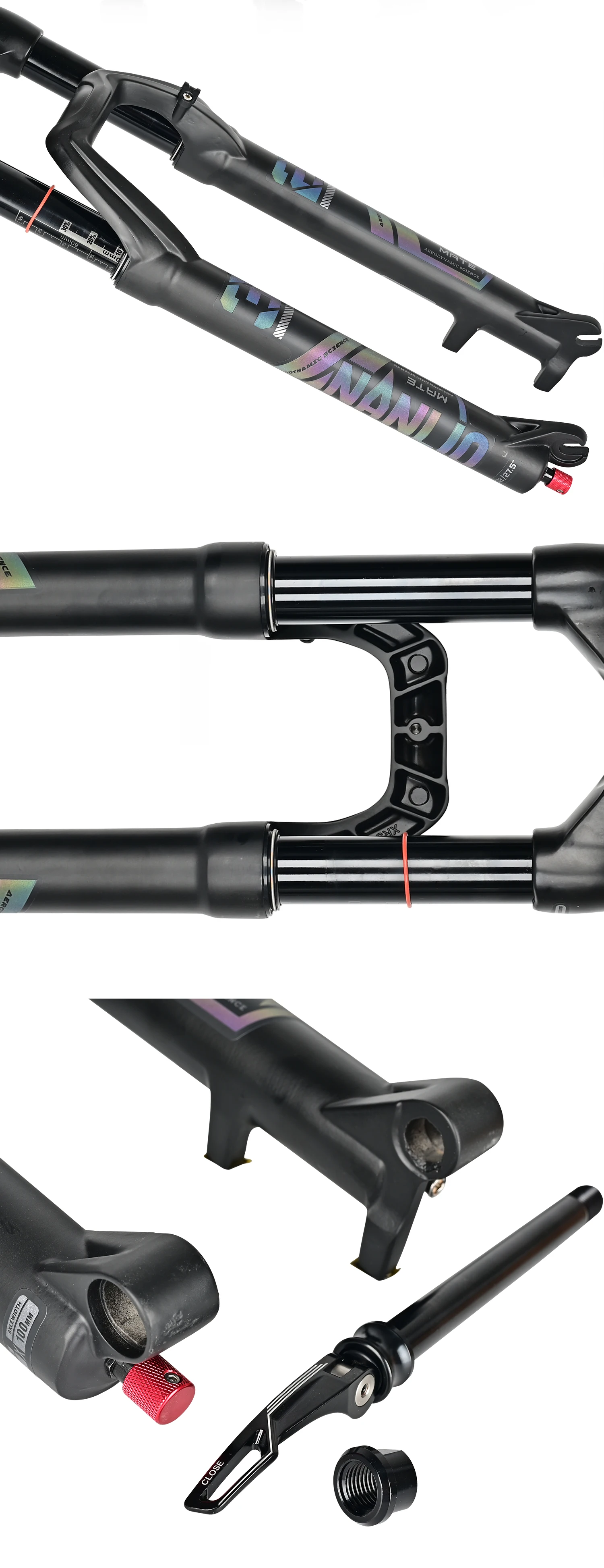 NANLIO X7 Fahrrad-Luftgabel, Rückprall-Einstellung, 26/27,5/29 Zoll, gerade/konisch, RL/LO MTB-Fahrradgabel, 120 140 mm, Reisen – Detail 16