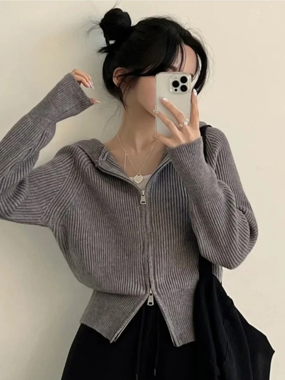 

Trendy ort Knitted Hat Sweater Coat Women's Korean Sle Spring New Faion Loose Fit Pullover Zipper Warmth Heating