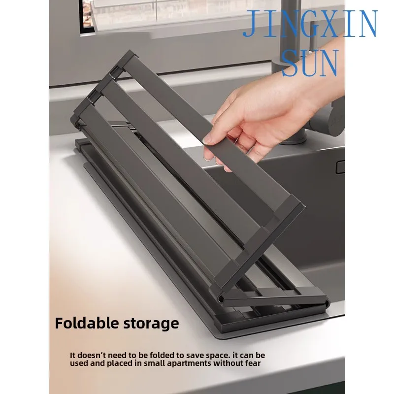 Drain rack 304 stainless steel kitchen sink Dish storage basket Foldable roller shutter