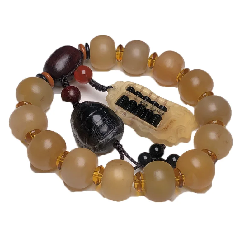 horn bracelet round Tibetan-like Transparent Beads