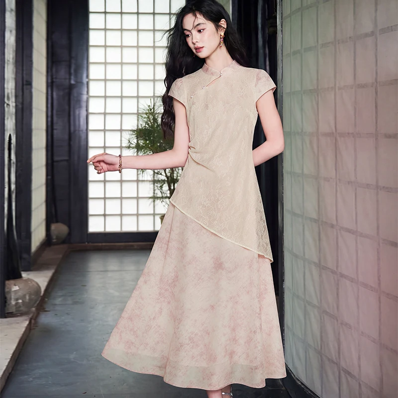maxi dresses asian style LULUSWINGS Chinese-Style Slit Cheongsam Maxi Dress Green / XS