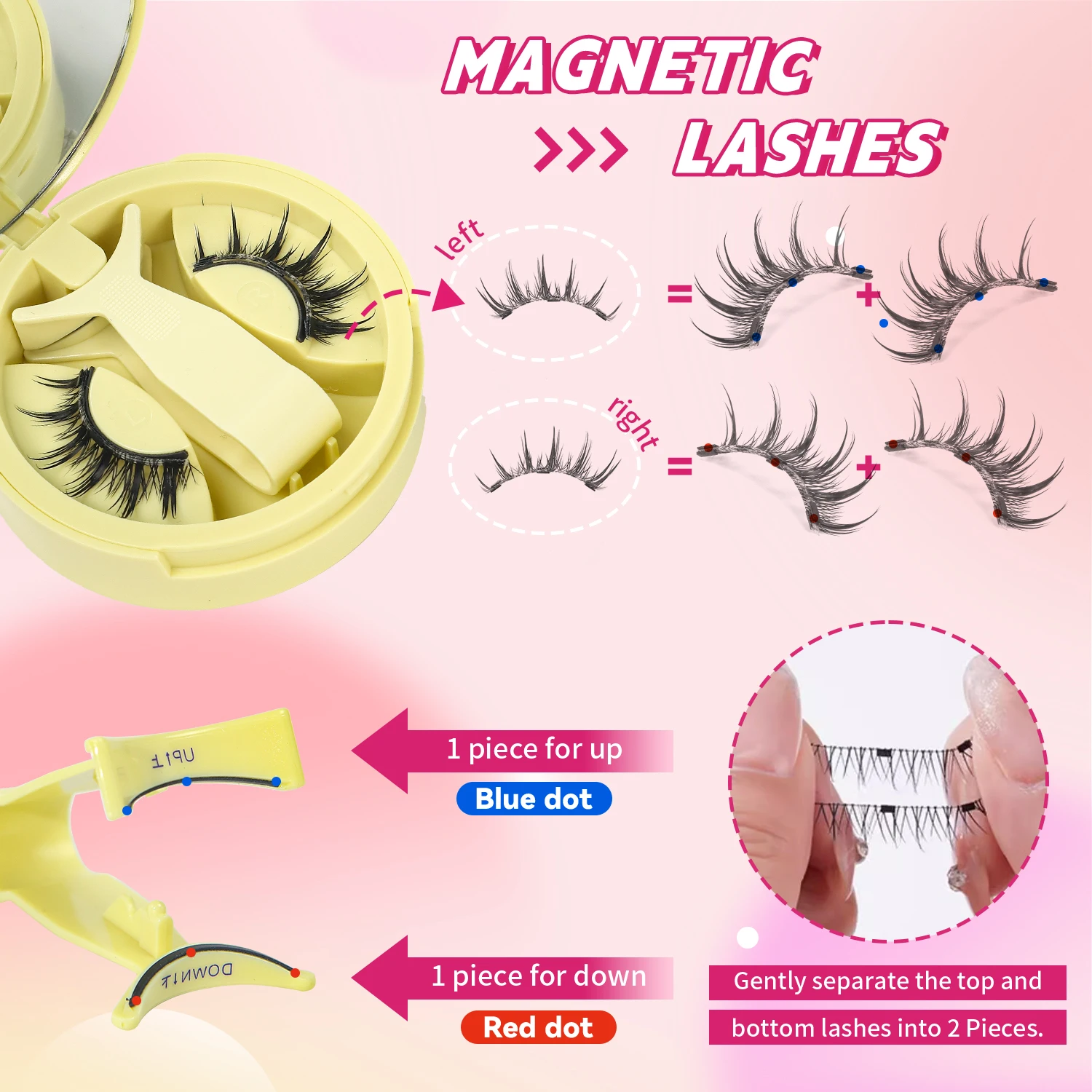 1 Pair, Magnetic Eyelashes, Anime Style, Magnetic Eyelash Set, Manga Eyelashes, Naturally Tapered, Reusable, No Glue Needed, Suitable for Sensitive Eyes, Manga-Like Look, Moisturizing Effect, Suitable for Daily Makeup, for Gifting/Self-Use