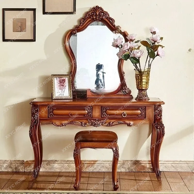 

Decorations Luxury Vanity Desk Mirror Storage Drawers Bedroom Vanity Desk Dressers Makeup Wood Coiffeuse Chambre