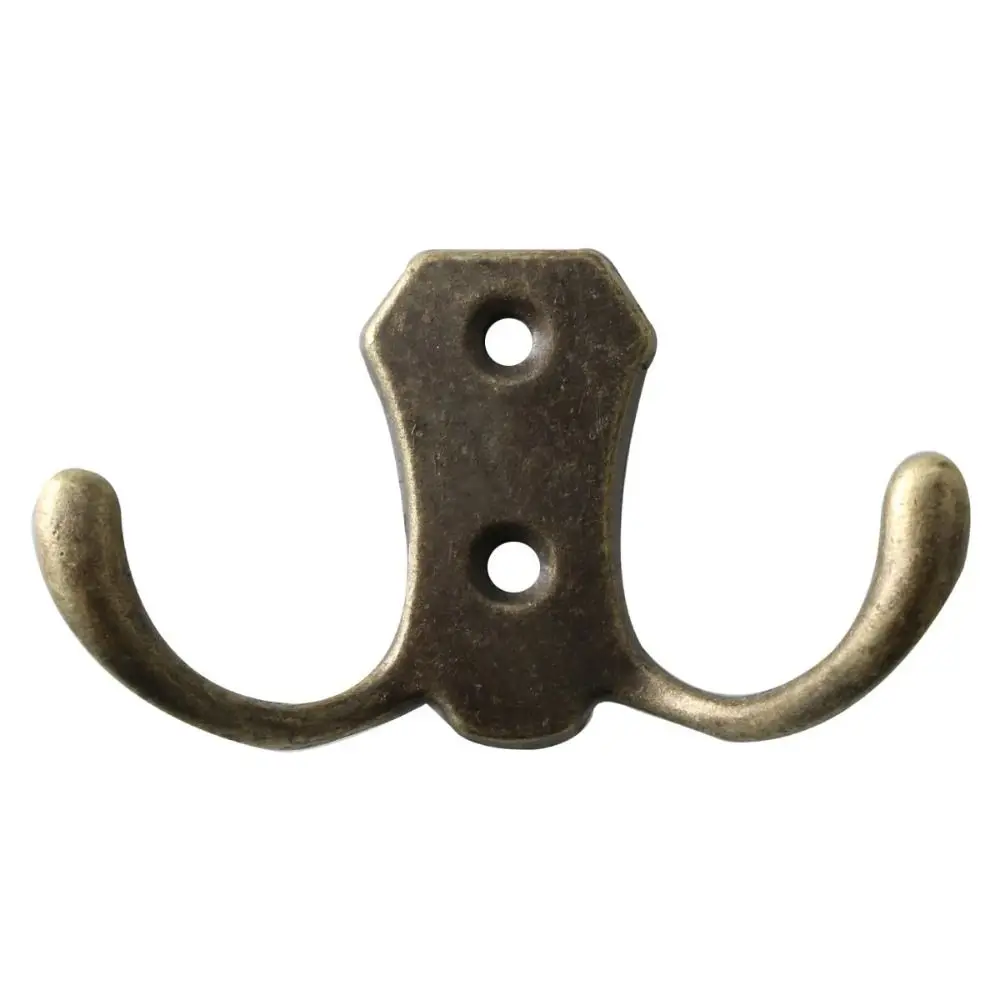 3PCS Zinc Alloy Double Hook Antique Finish European Style Metal Coat Hook Double Prong Sturdy Fitting Room Hook Fitting Room