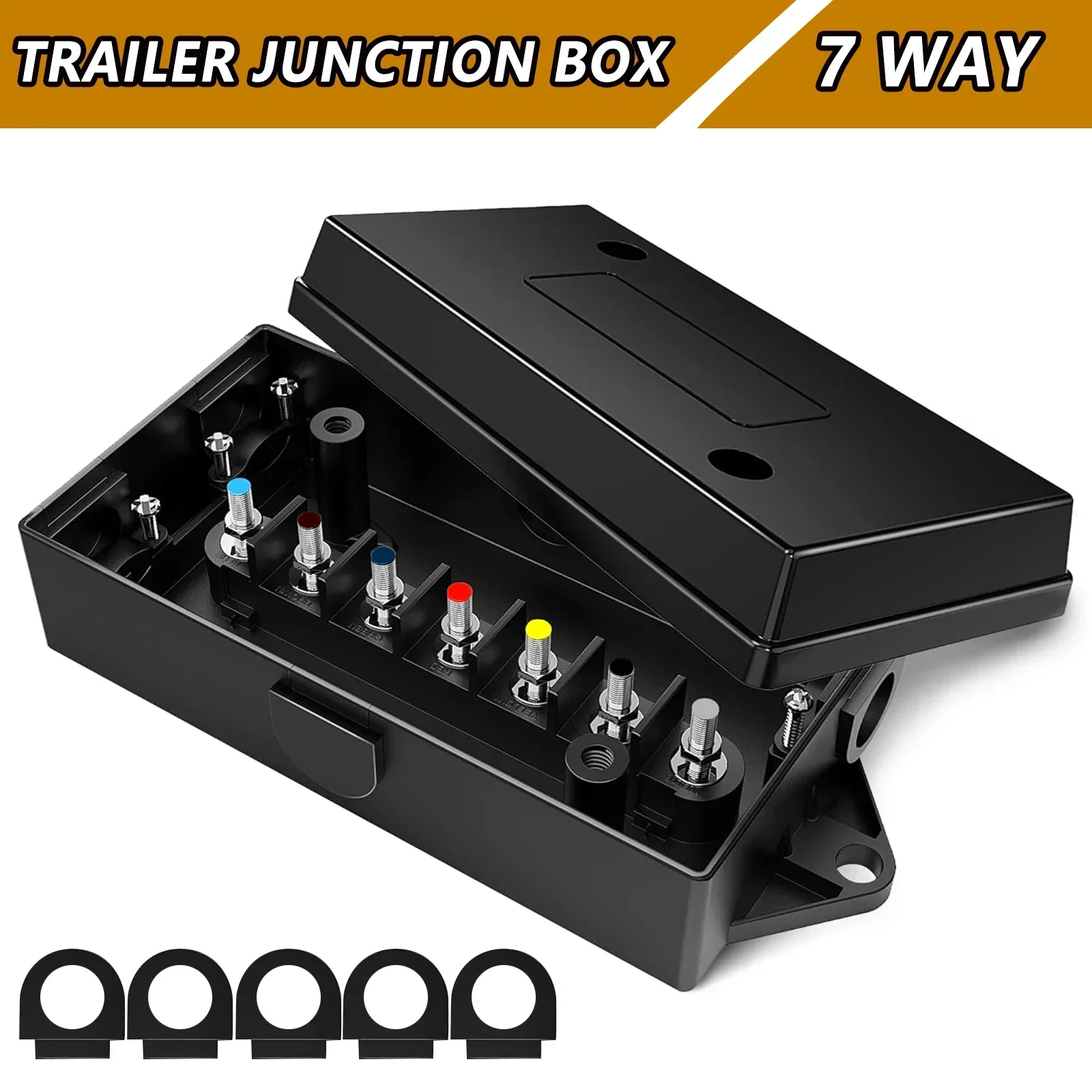 7 Way Trailer Wire Cord Junction Box Coded Truck Weatherproof Brand New 7-Way Camper Truck Weather Proof RV Light Cord Plug Kit