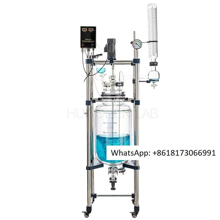 Double layer explosion-proof glass reactor with anti-corrosion, high temperature resistance, and negative pressure capability