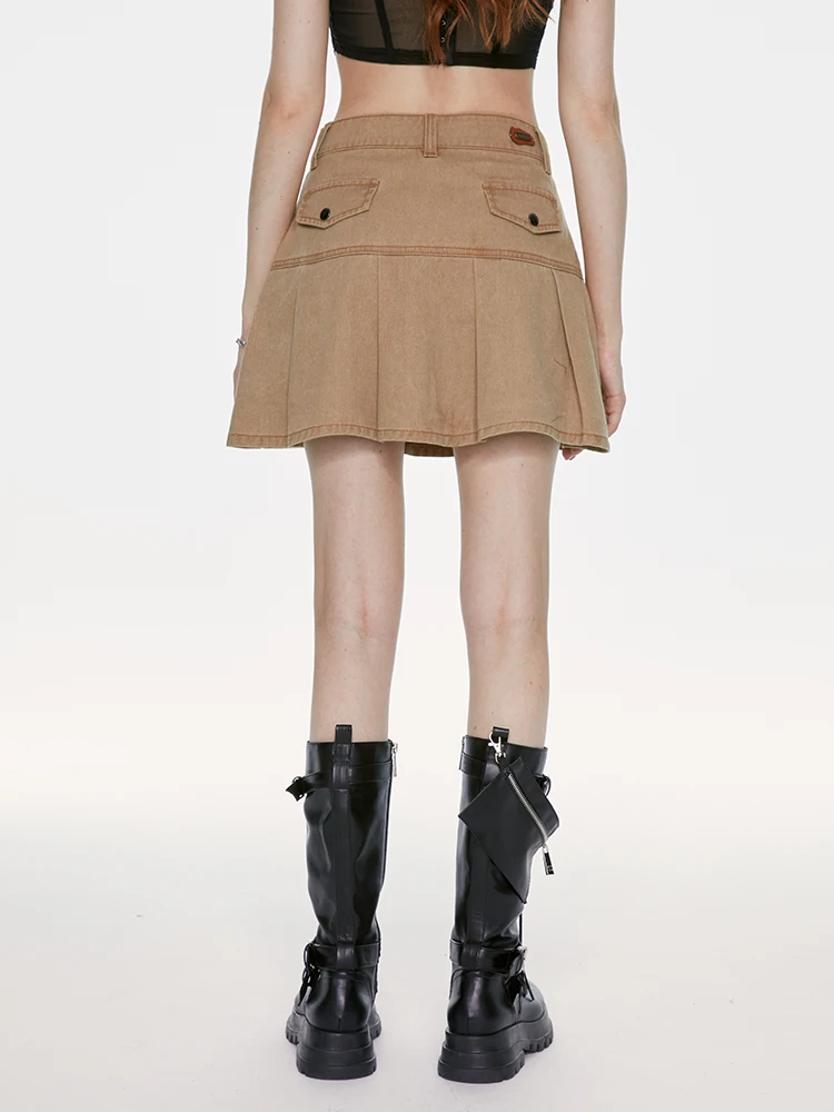 Khaki Workwear Denim Short Skirt Women's Poodle Skirt American Retro Half-length Skirts City Commute Casual Daily Travel