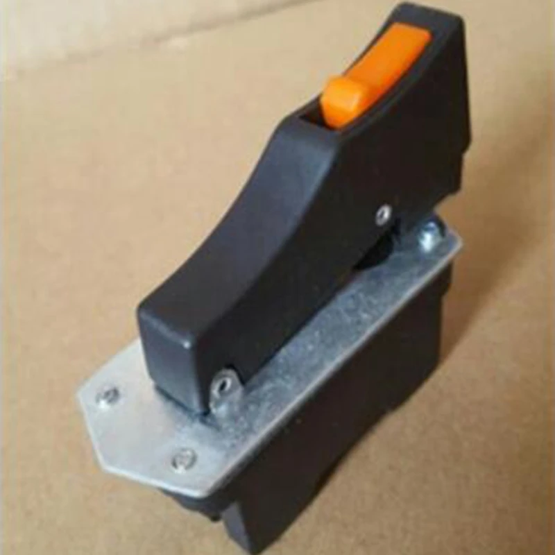 1PC Trigger Switch Fit For Cut off Machine DPST NO with Manual off-Lock Button 10A AC 250V Black/Orange