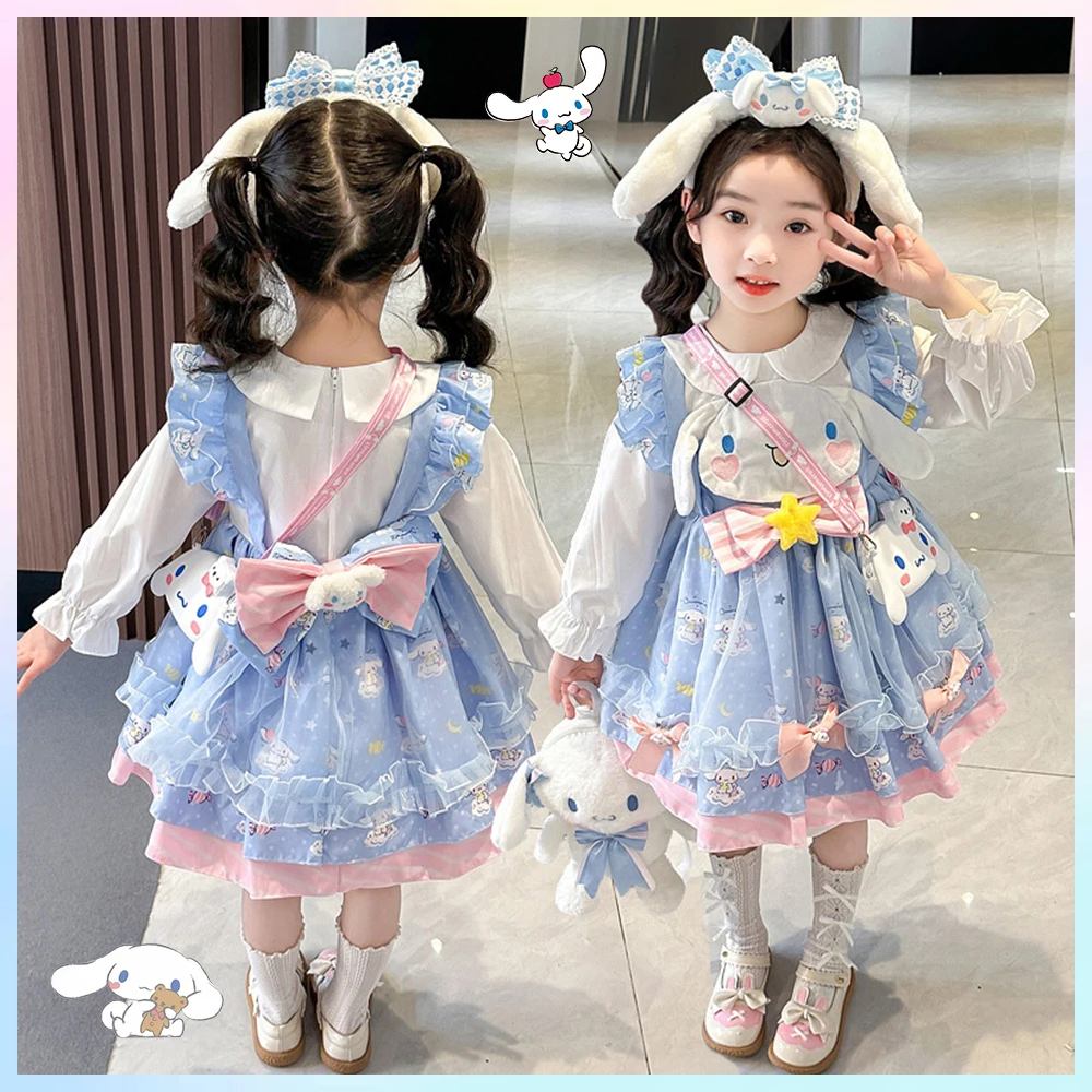 Anime Kawaii Cinnamoroll My Melody Lolita Cosplay Princess Dress Sanrios Kids High-Quality Dresses Puffy Skirt Cute Girls Dress