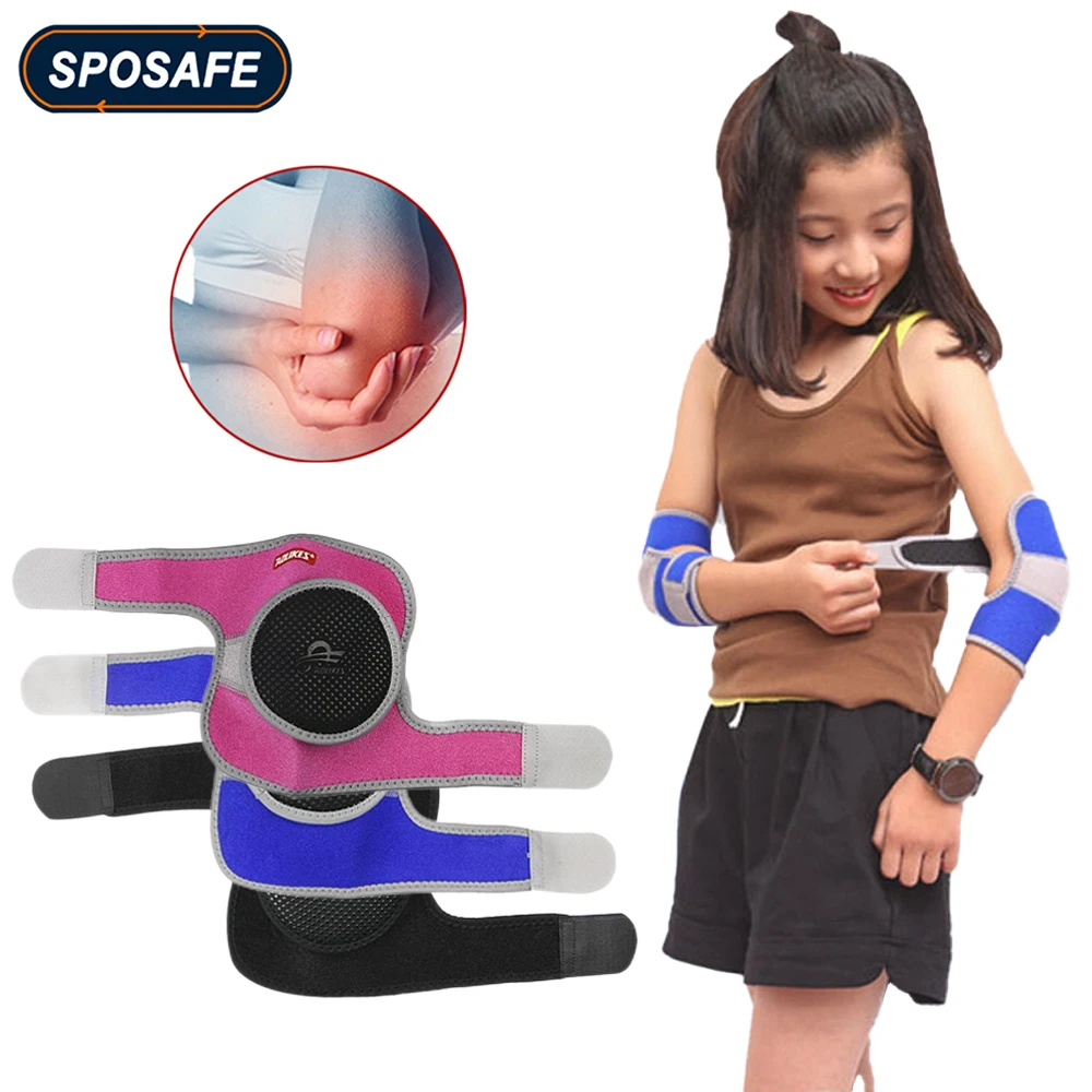 1Pair Kids Compression Elbow Brace Adjustable Arm Cover Wraps Elbow Pads Sports Tennis Football Volleyball Cycling Skate Dance