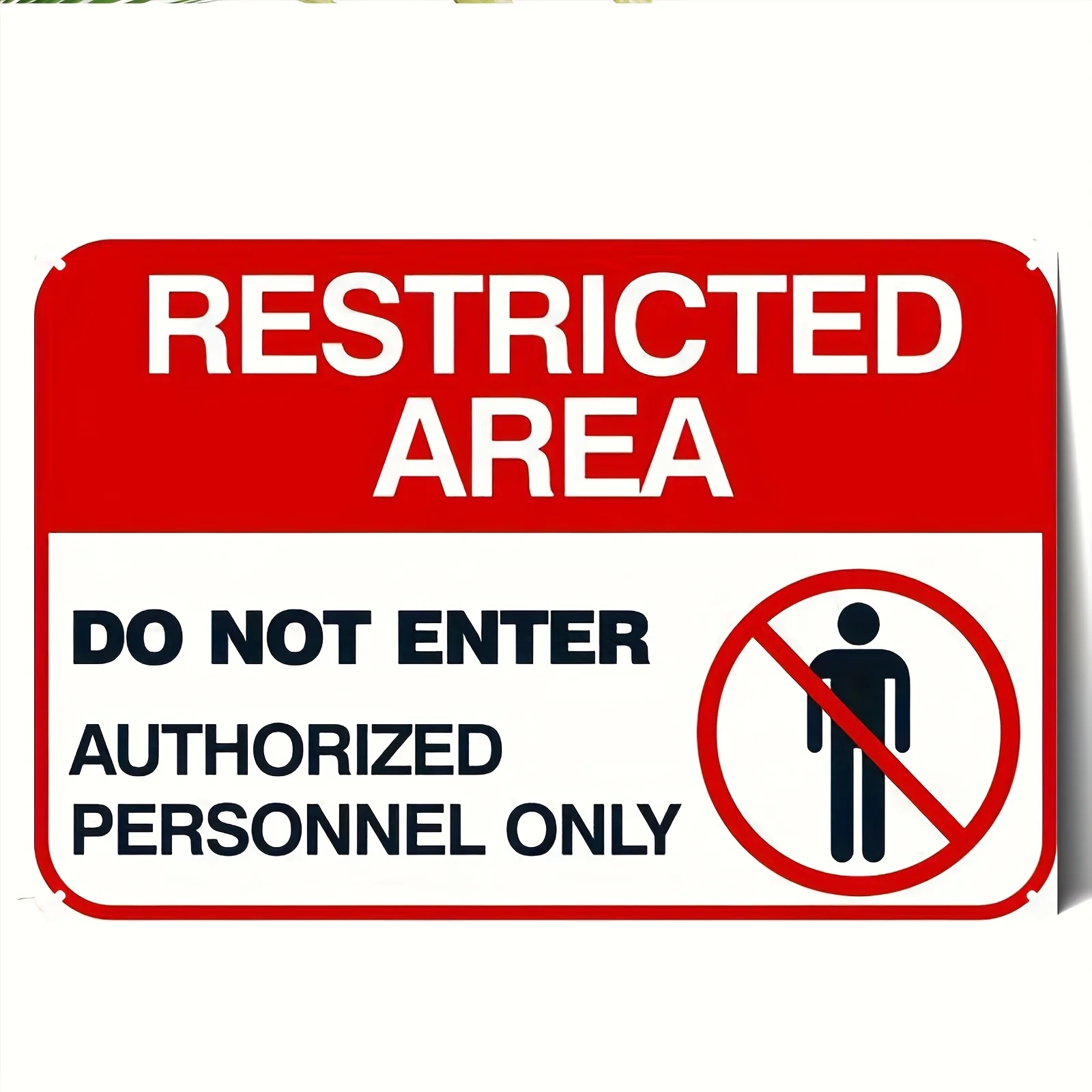 Metal Sign - RESTRICTED AREA Personnel Only   Iron Wall Decor with No Entry Symbol, Traditional Retro Design for Bedroom, Livi