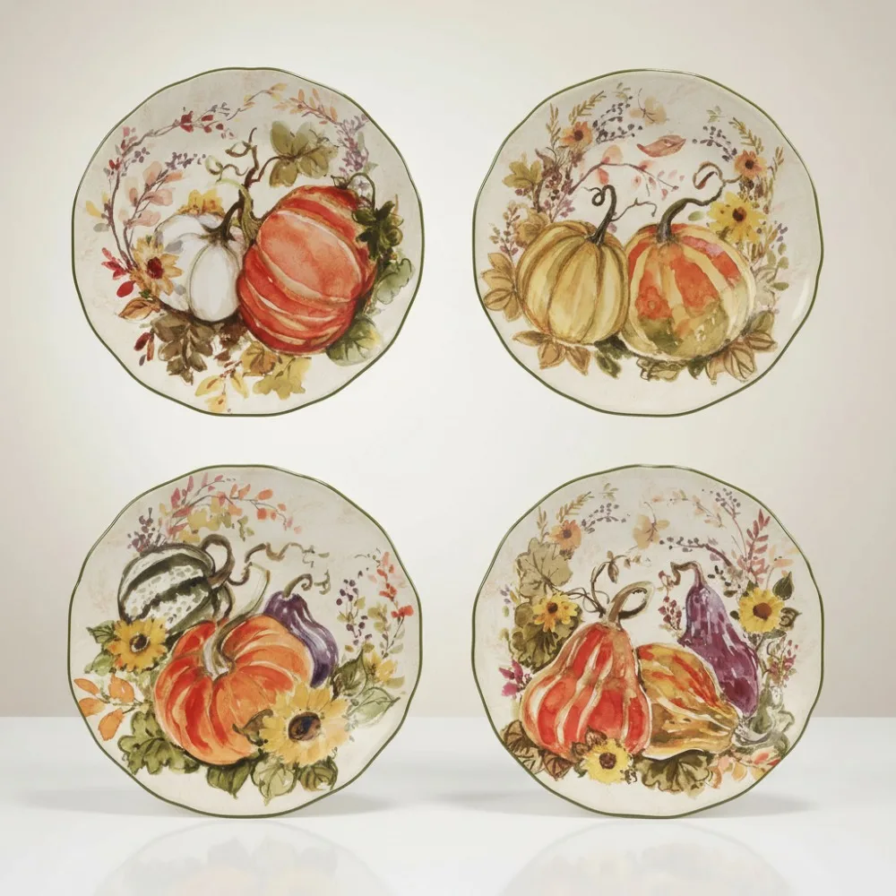 

Набор разноцветных десертных тарелок для утреннего салата урожай, 4 шт., прочные глиняные принадлежности для повседневной столовой и развлекательных блюд