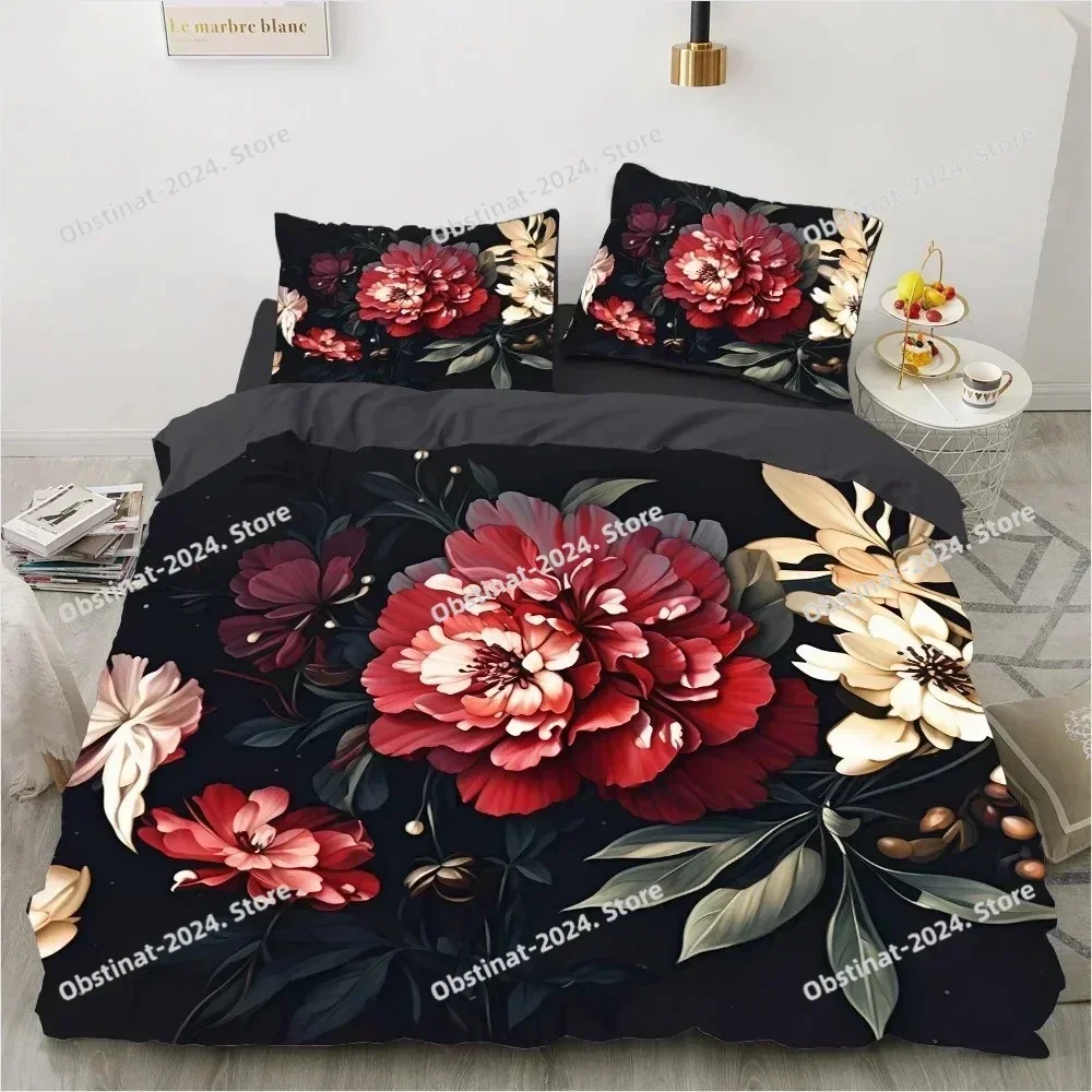 Red Rose Bedding Set Qulit Cover 3d Floral duvet cover set Flower Comforter Cover Queen King Size Bed Linen
