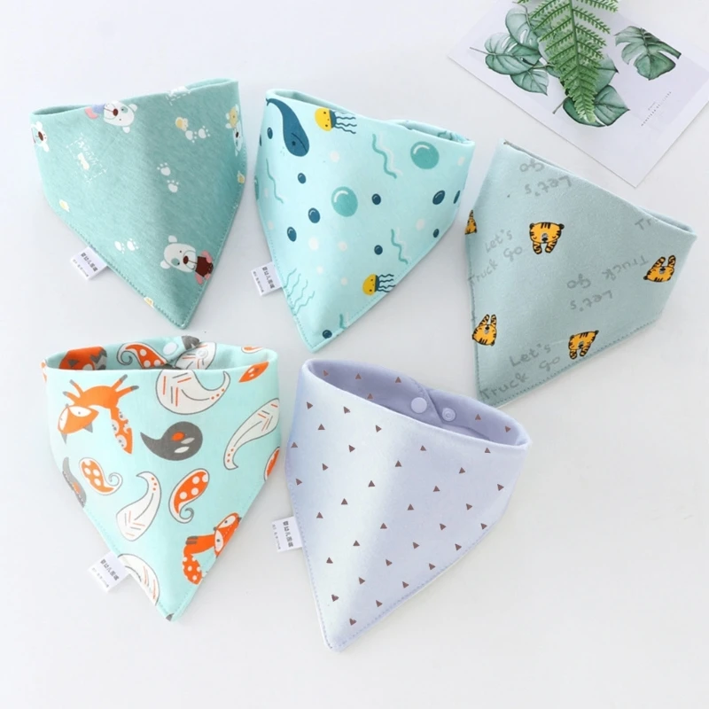 Bavoirs d'alimentation pour bébé, 5 pièces, serviette salive pour foulards triangulaires, Bandana, bavoirs en coton doux,