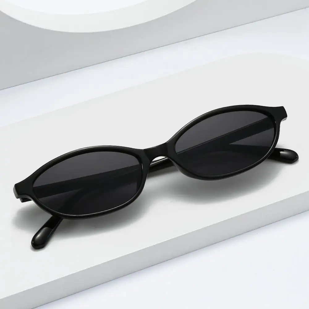 

Vintage Cat Eye Oval Sunglasses Lightweight Trendy Narrow Shades 90s Sunnies for Women & Men