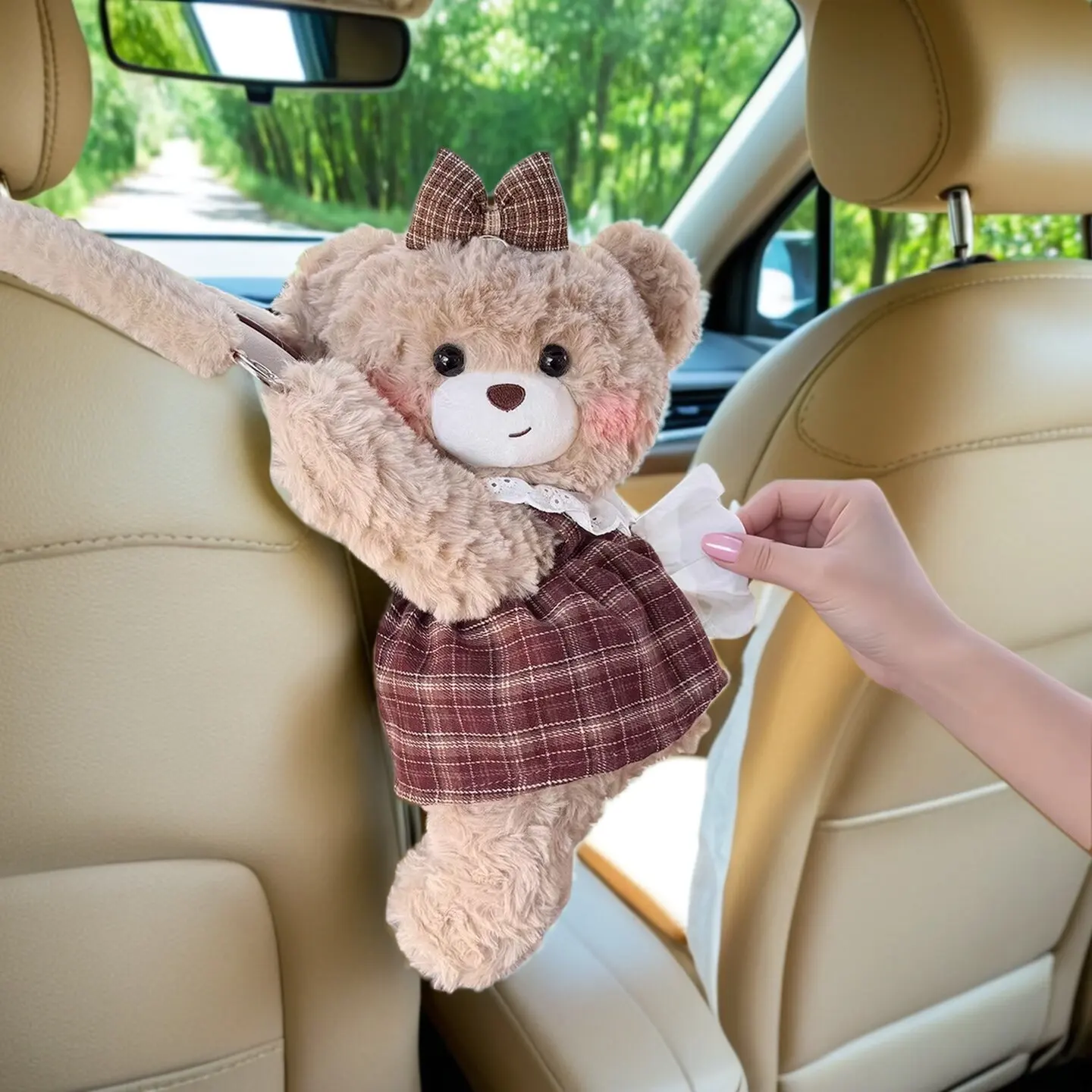 Original Title: Cute Cartoon Car Tissue Box Creative Hanging High-End Decoration Vehicle Interior Pumping Carton Tissue Bag