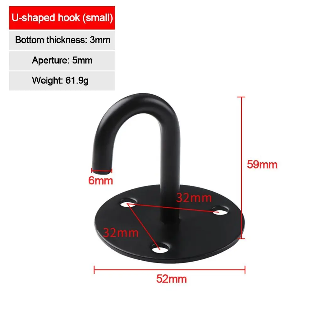 1Pcs New Pad Eye Wall Hook Plate Deck Stainless Steel Ceiling Mount Hanger U/J-Shaped Black Silver Door Buckle for Fan Lamp
