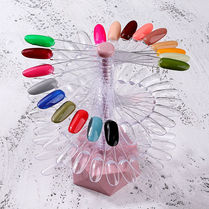 Nail Art Tips Display Stand Spiral Shelf Showing Gel Polish Swatch Display Sample to Paint Color Chart Manicure Practice Tool