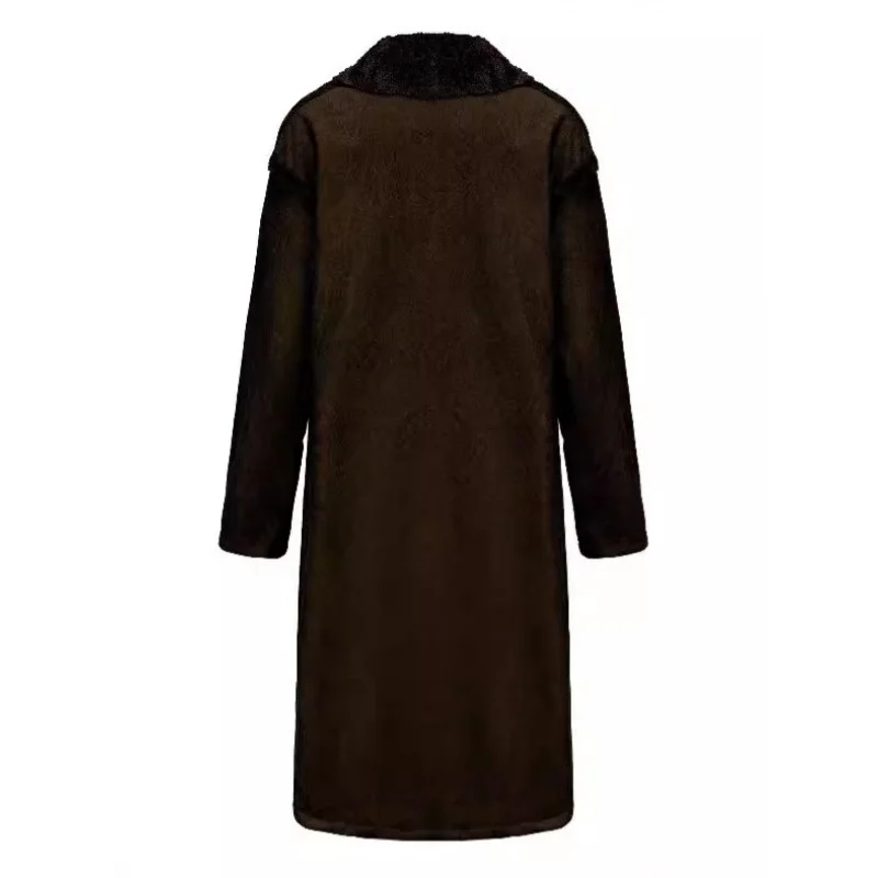 2024Autumn and Winter Extended Suede Plush Men's Coat Fur Coat Warm Men's Clothing Style