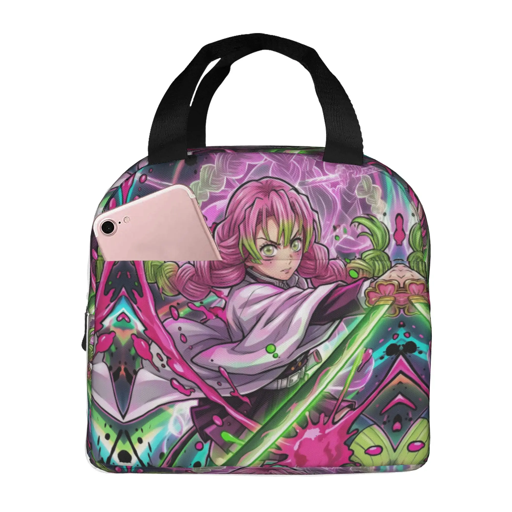 Custom Demon Slayers Insulated Lunch Bags for Camping Travel Kanroji Mitsuri Portable Cooler Thermal Bento Box Men Women