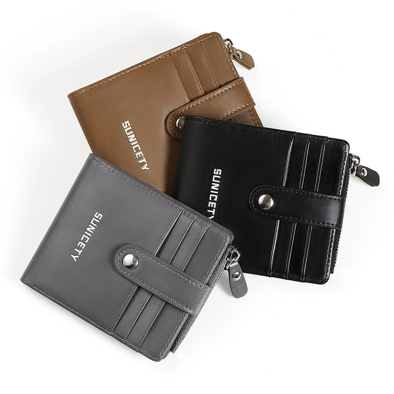 Ultra Thin Mini Credit Card Holders Short Desigh Wallet Small Coin Cards Cover Pouch PU Leather RFID Blocking Money Bag