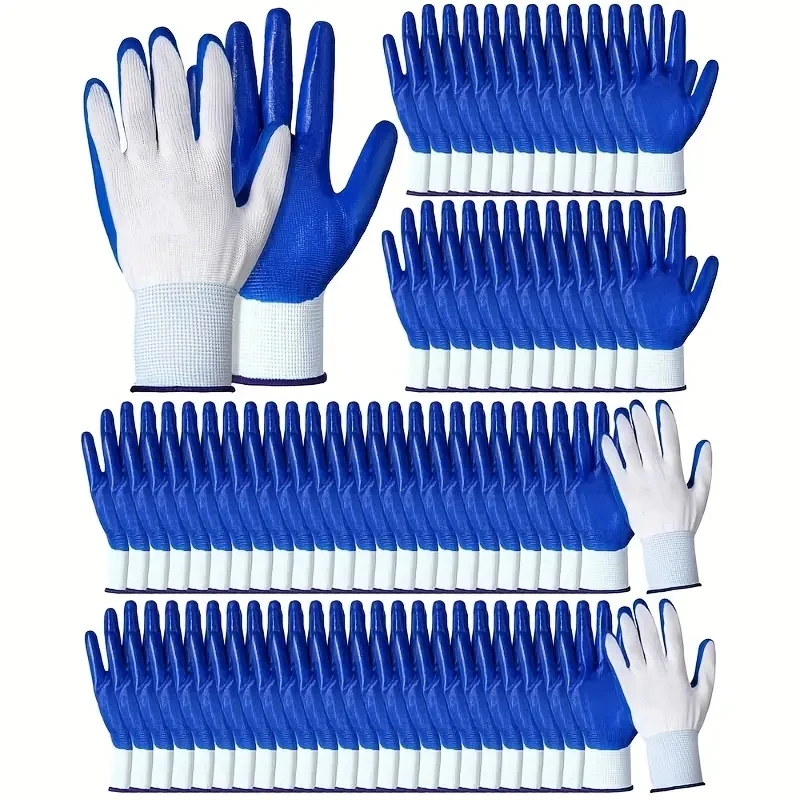 20PCS Nitrile Coated Safety Work Gloves Non-Slip Seamless Knit Working Gloves Durable Men Mechanic Industrial Warehouse Gloves
