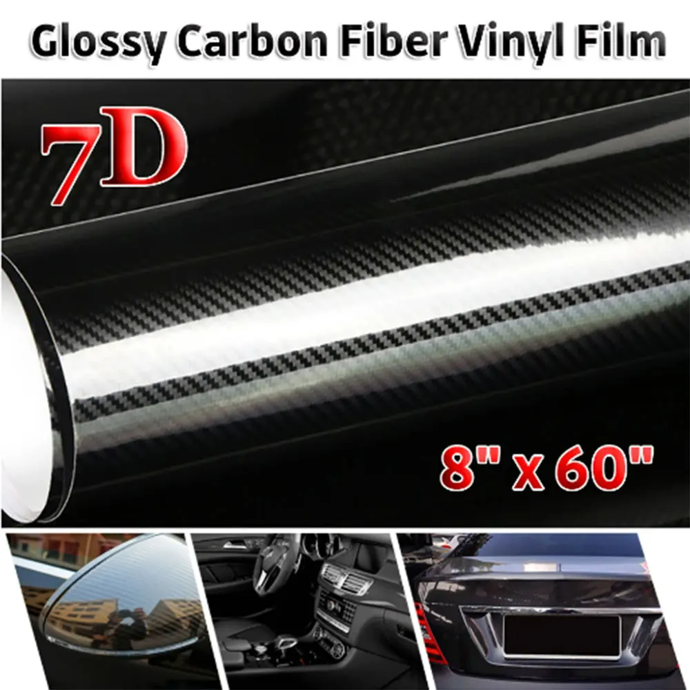 

1Roll 7D Glossy Carbon Fiber Vinyl Car Wrap Sheet Roll Film Waterproof Car Stickers Motorcycle Automobile Styling Accessorie