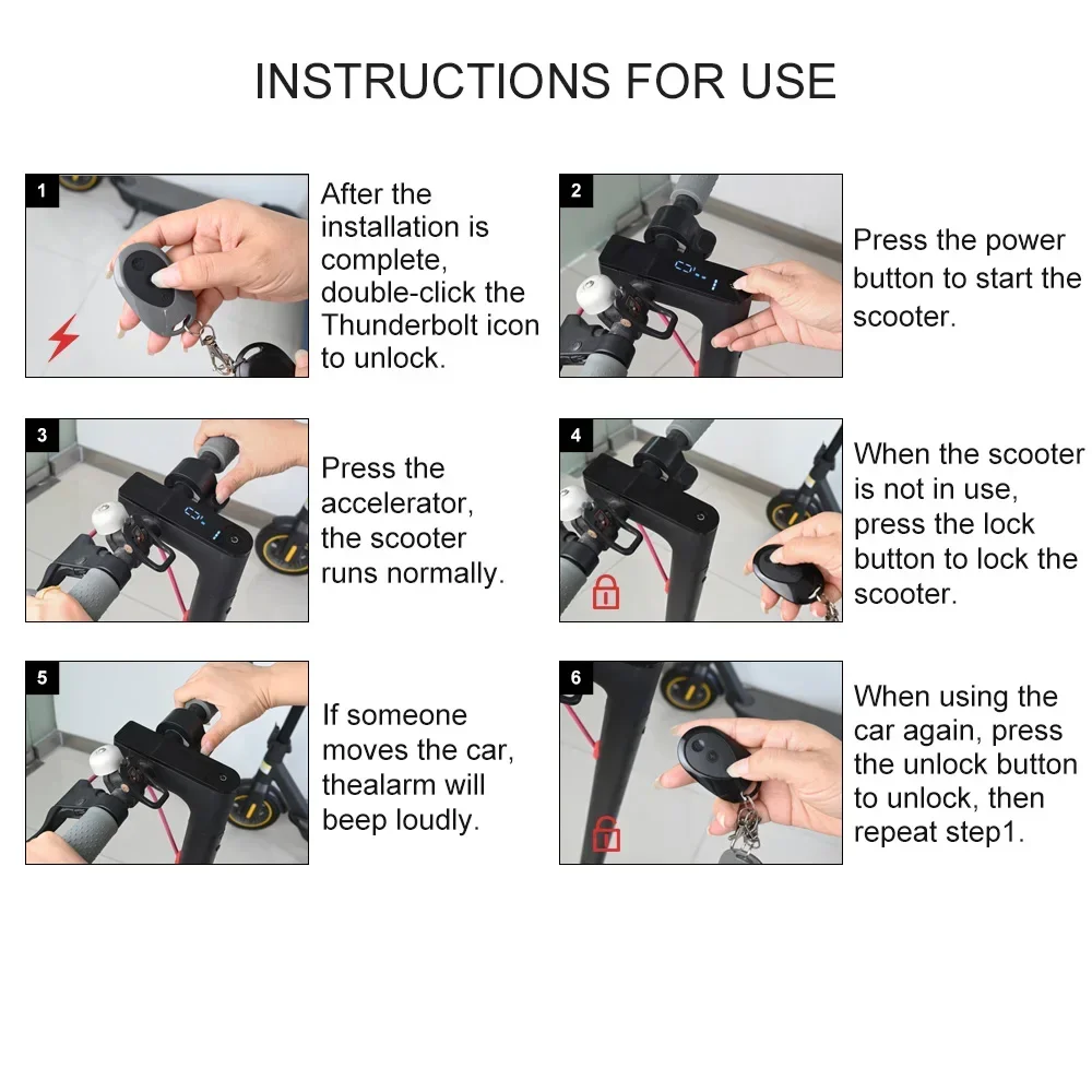36-55V Electric Scooter Smart Alarm Anti-Theft Lock Waterproof Dustproof Remote Control Lock For Xiaomi M365 1s Pro Pro2 for Max