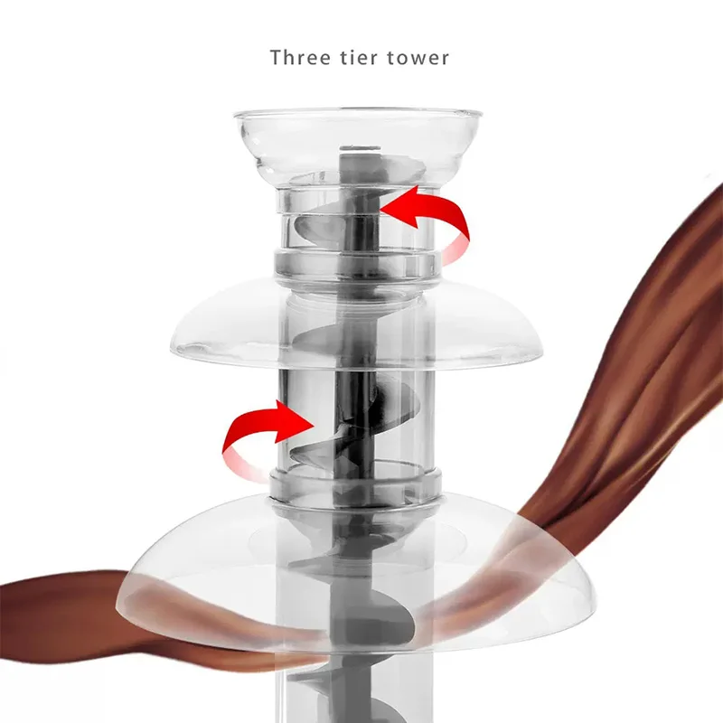 220V Mini Chocolate Fountain Creative Retro Design Chocolate Waterfall 70w Household 3 Layer DIY Mixer Heating Fondue Machine