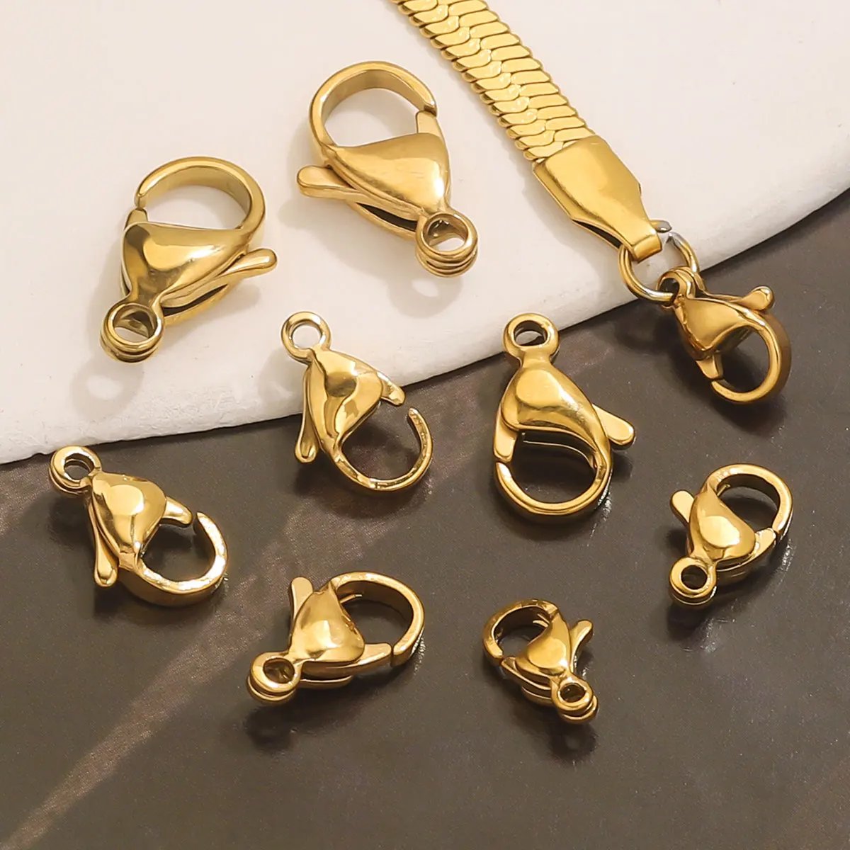 20 PCS Stainless Steel Lobster Clasp for DIY Necklace and Bracelet Jewelry End Links Simple and Practical 18K Artware Wholesale