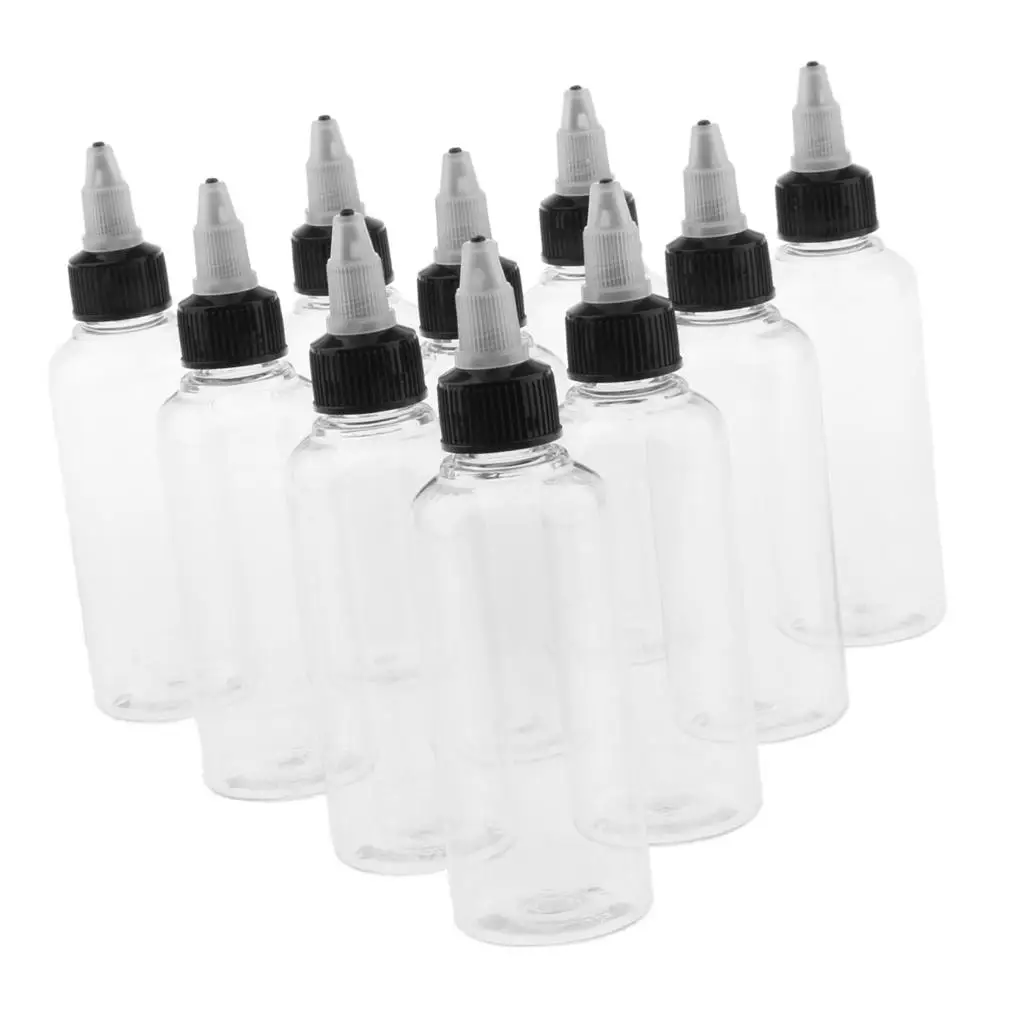 Empty Squeeze Bottles PET Material 100ml Clear Leak Proof Twist Tip Cap Applicator for Liquid Travel Storage