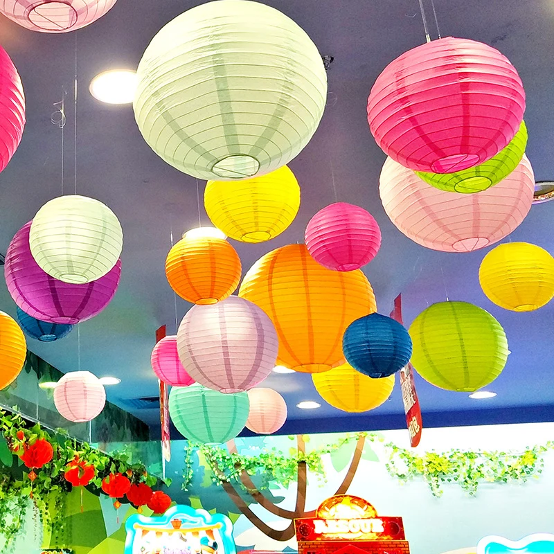 Round Chinese Paper Lantern Birthday Wedding Party decor gift craft DIY lampion white hanging lantern ball party supplies 6size