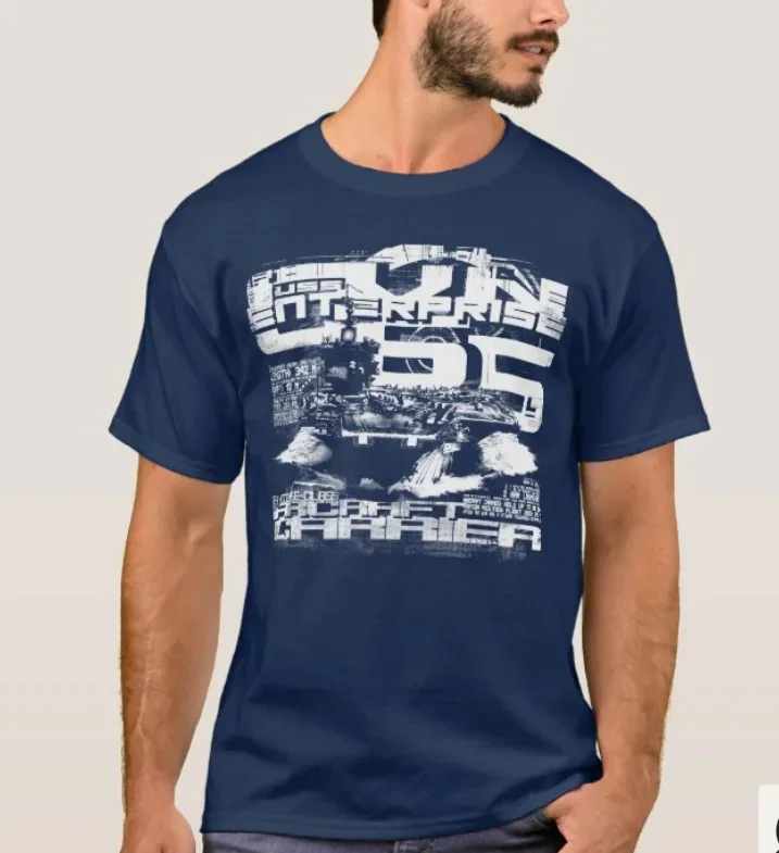 USS Enterprise CVN-65 Aircraft Carrier T-Shirt 100% Cotton O-Neck Summer Short Sleeve Casual Mens T-shirt Size S-3XL