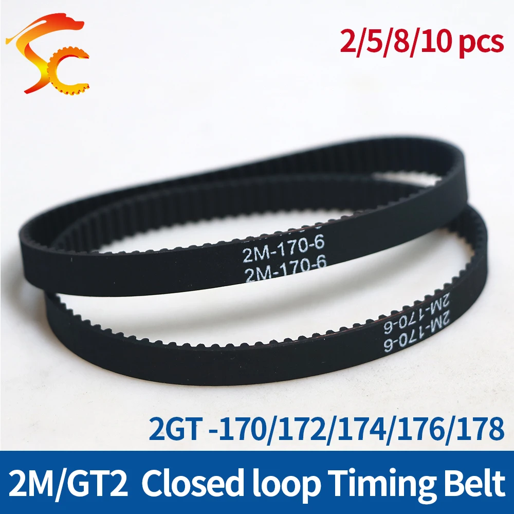 

Printer special 2M GT2 rubber closed loop belt circumference 170/172/174/176/178 width 3/6/9/10mm from stock