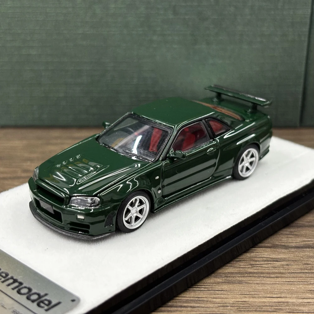 Ready stocks  PGM 1:64  R34 Z-TUNE British Green Fully  Collection Gift Scale Model Car