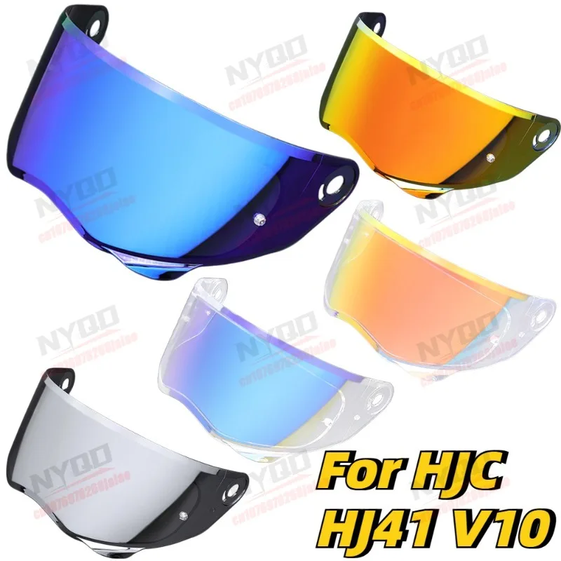 Helmet Lens Full Helmet HD Sunscreen Electroplating Aurora Night Vision Suitable for HJC HJ41 V10 Helmet Lens