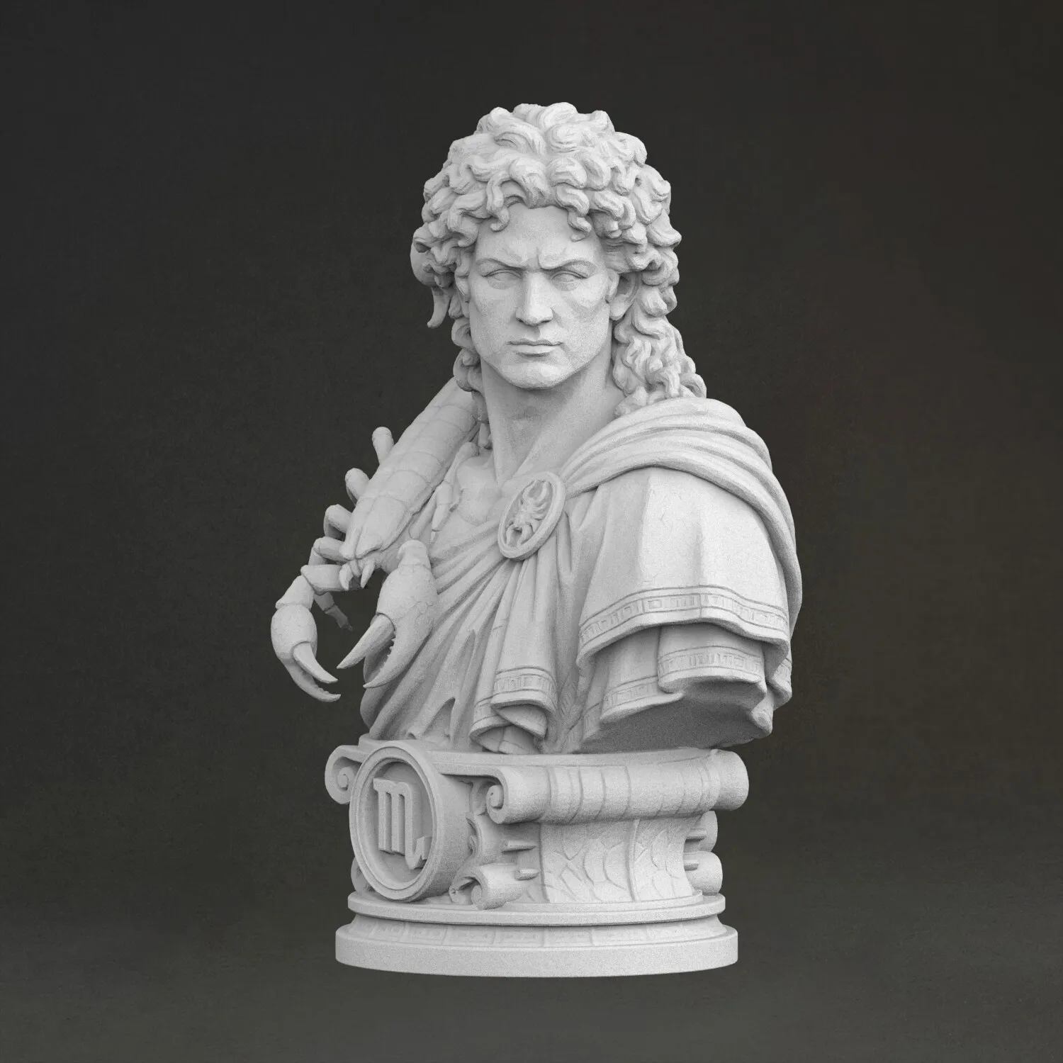 'Scorpio bust' Sculpture, 3D Printed Resin Material, Hand-Painted, Plaster-Like Ornaments(Ships Within 10 Days）
