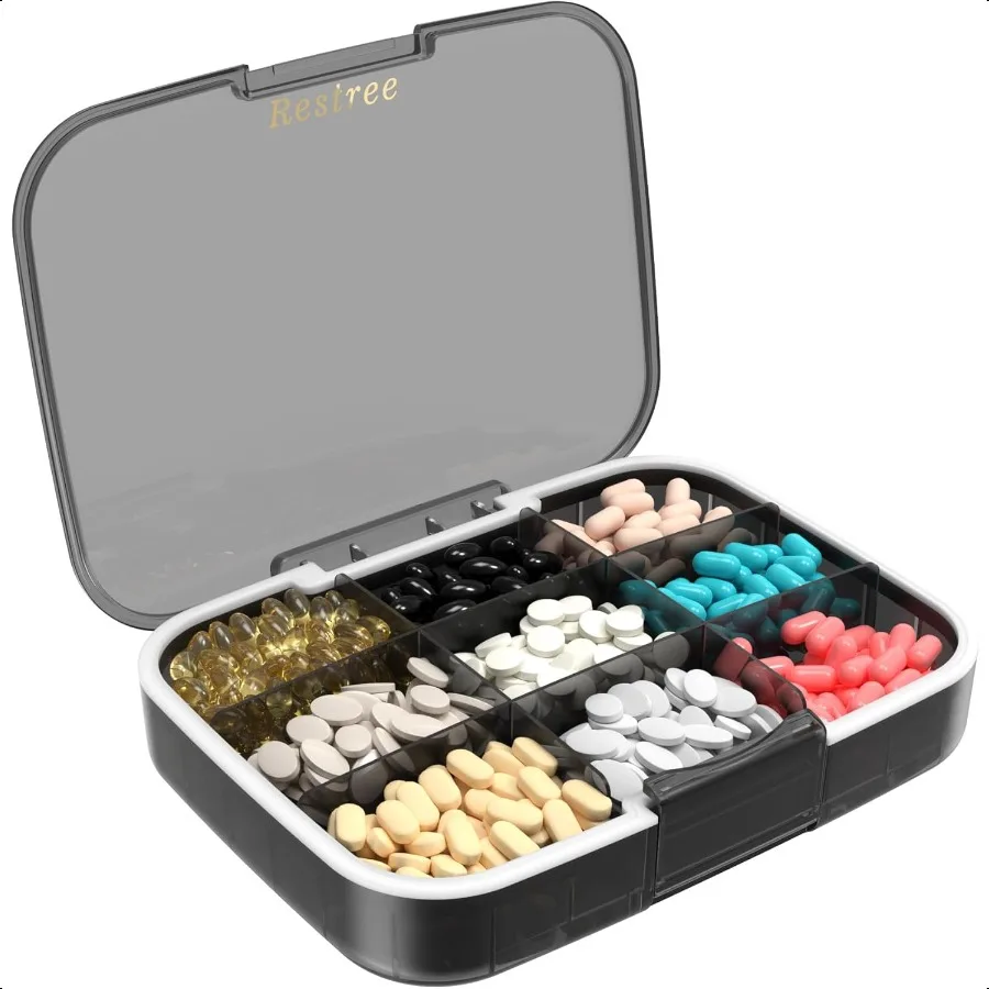 

Restree Large Pill Organizer Daily Pill Box Portable Medicine Dispenser MoistureProof Travel Pill Case for Vitamin Medicine Fis