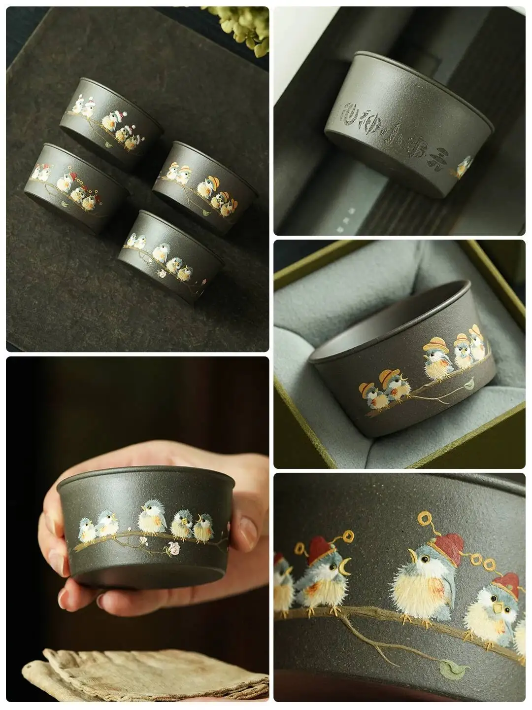 Yi Hut Spring High-End Purple Tea Cup, Ultra Fine Craftsmanship, 120C, Green Gray Clay Master Cup
